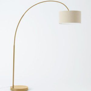 Overarching Floor Lamp Floor Lamp Antique Brass Natural Linen (77")